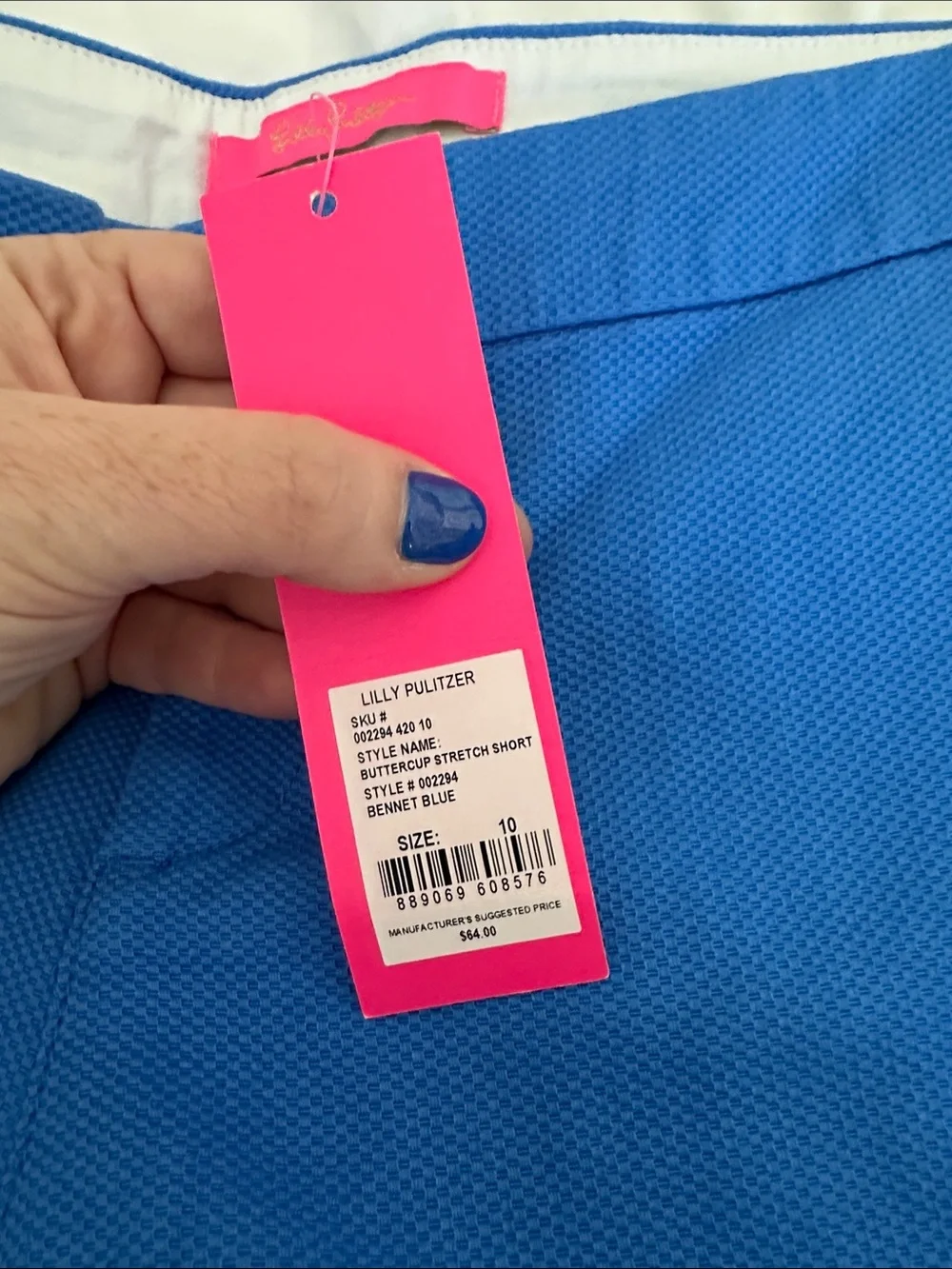 NWT, Lilly Pulitzer Buttercup Stretch Short in Bennet Blue, Size 10